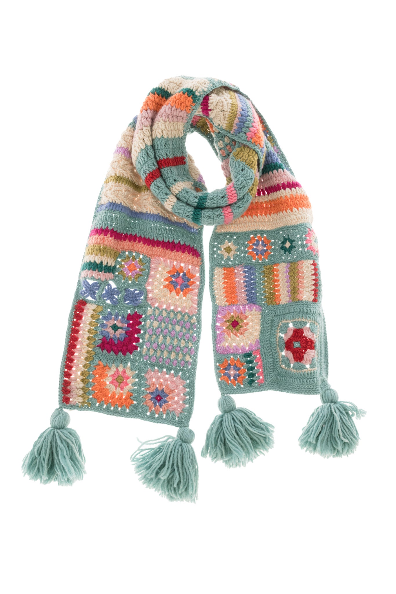 小物 Mid-Century French Cotton Scarf Woodstock Crochet Scarf – French Knot