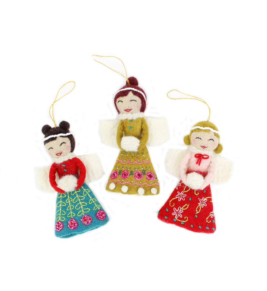 French Knot Angel Ornaments (Set of 3) - French Knot