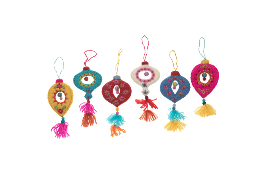 Retro Ornaments (set of 6) - French Knot