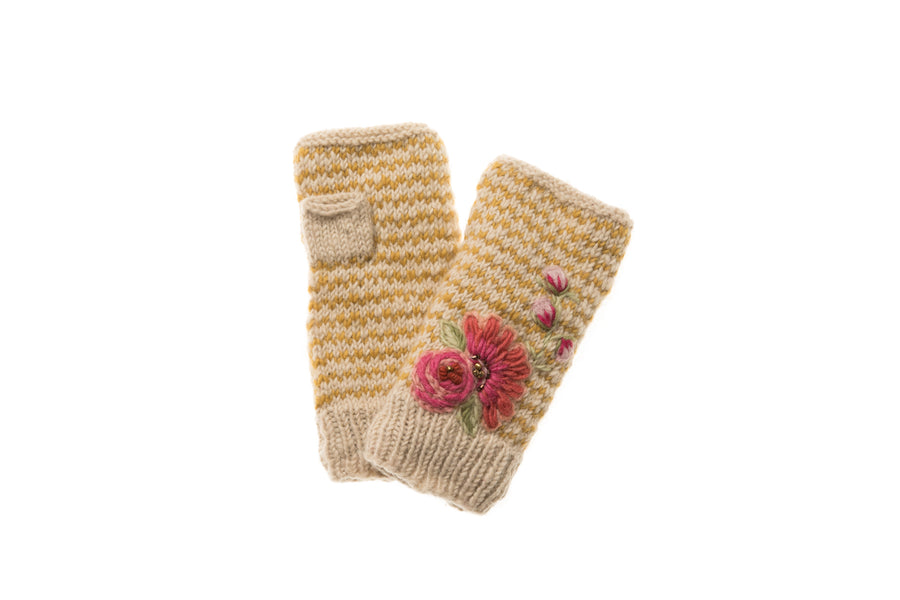 Gwen Hand Warmer - winter hat glove - hand-knit - French Knot