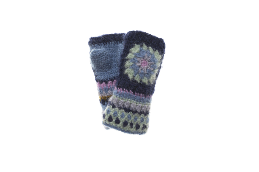 Crochet Hand Warmer - winter hat glove - hand-knit - French Knot