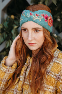 French Knot Orange Wool Floral Embroidered Beaded Headband‎ Ear Warmer Boho NWT French Knot Orange Wool Floral Embroidered Beaded Headband  main image 2