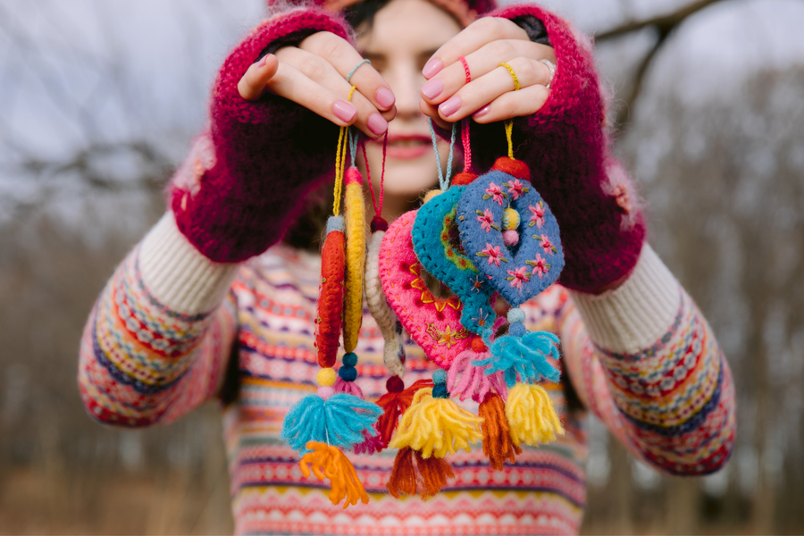 Retro Ornaments (set of 6) - French Knot