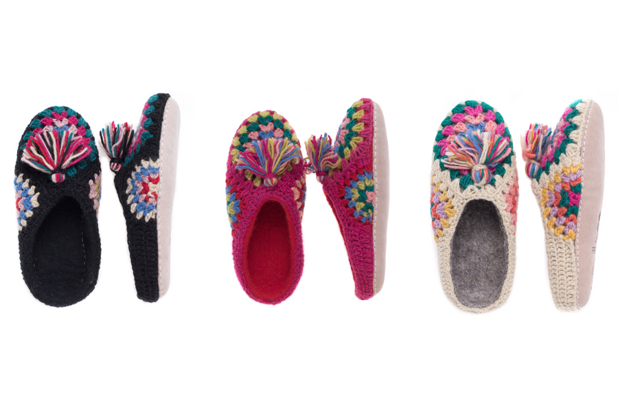 Granny Square Slippers French Knot