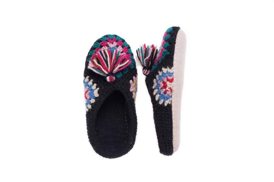 Icon Sherpa Slippers - Dusty Blue Folk Flower – Natural Life